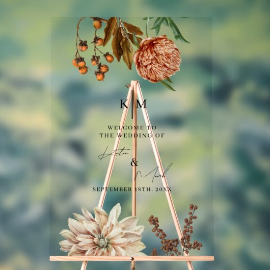 Rustieke Boho Welkom op onze bruiloft sticker Acryl Bord (Neutraal)