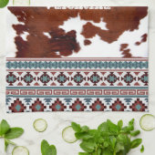 Rustieke Boho Western Koeienhuid Naam Theedoek (Gevouwen)