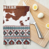 Rustieke Boho Western Koeienhuid Naam Theedoek (Quarter Fold)