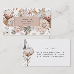 Rustieke Boho Wilde Bloem Crème Terracotta Visitekaartje