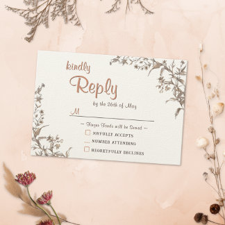 Rustieke Boho Wilde Bloemen Trouw RSVP Kaart