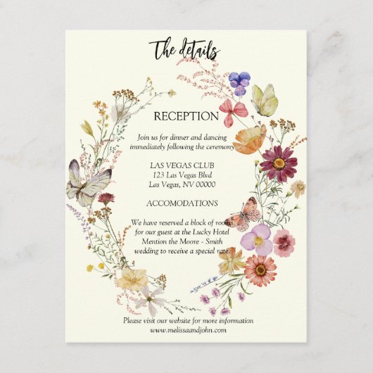 Rustieke Boho Wildflower Informatiekaartje (Voorkant)