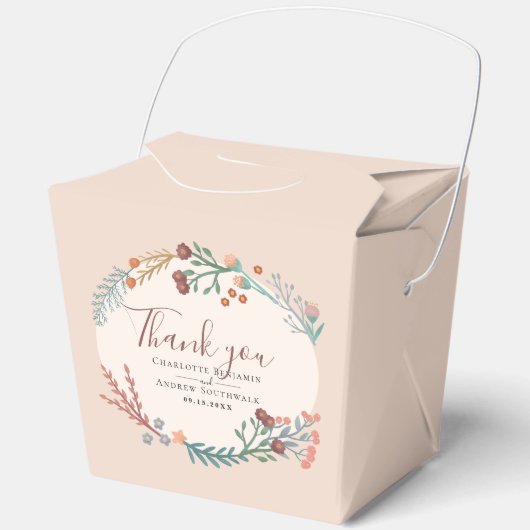 Rustieke Boho Wildflower krans bruiloft Bedankdoosjes (Voorkant)