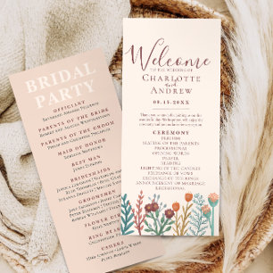 Rustieke Boho Wildflower Summer Wedding Programma
