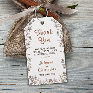 Rustieke Boho Wildflowers Koperen bruiloft Cadeaulabel
