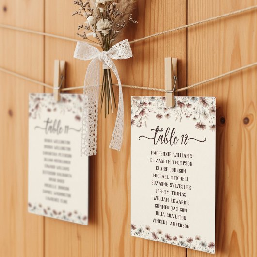 Rustieke Boho Wildflowers Wedding Seating Chart Ka Kaart