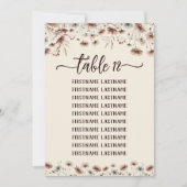 Rustieke Boho Wildflowers Wedding Seating Chart Ka Kaart (Voorkant)