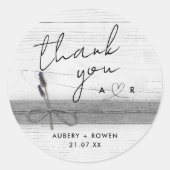 Rustieke Boho Wood Lavendel Wildflower Dank u Ronde Sticker (Voorkant)