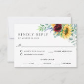 Rustieke Boho Zonnebloemen Bruiloft RSVP Kaartje (Voorkant)