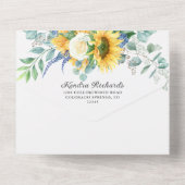 Rustieke Boho Zonnebloemen en Rozen Bruiloft All In One Uitnodiging (Achterkant)