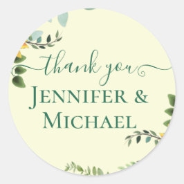 Rustieke BOHO Zonnebloemen Groene Huwelijksdecorat Ronde Sticker