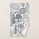Rustieke Boho Zwart-Wit Boom Motief Bad Handdoek (Handdoek)