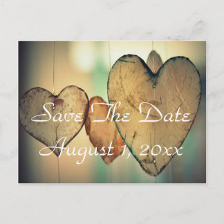 Rustieke Bokeh Harten Save The Date Ansichtkaart Aankondigingskaart