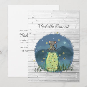 Rustieke Bokeh Muis Vuurvlieg Mason Jar Shower Kaart