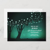 Rustieke bomen gesneden harten redden van de datum aankondigingskaart (Voorkant / Achterkant)