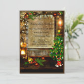 Rustieke bomen ornamenten Kerstfeest Uitnodiging (Staand voorkant)