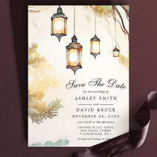 Rustieke Boom Botanische Lantaarn Lichten Save The Date
