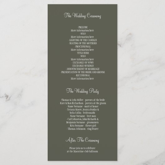 Rustieke boom en liefde vogels bruiloft programma' programma (Achterkant)