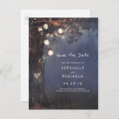 Rustieke boom en Mason Jar Lights Save the Date Aankondigingskaart (Voorkant / Achterkant)