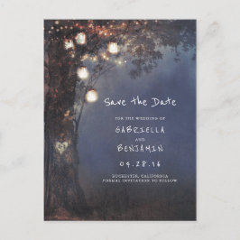 Rustieke boom en Mason Jar Lights Save the Date Aankondigingskaart