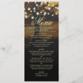 Rustieke boom met snoeren van lichten Bruiloft Menu (Voorkant)