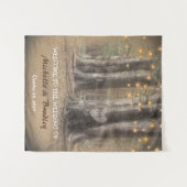 Rustieke Boom & Slingerlichten Trouwdag Wandkleed (Voorkant (horizontaal))