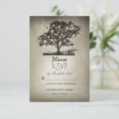 Rustieke boom & string lichten bruiloft RSVP kaart (Staand voorkant)