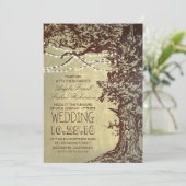 Rustieke boom & string lichten bruiloft uitnodigin kaart (Staand voorkant)