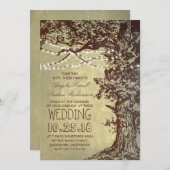 Rustieke boom & string lichten bruiloft uitnodigin kaart (Voorkant / Achterkant)