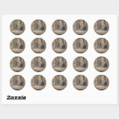 Rustieke boom & string lichten dank u ronde sticker (Vel)
