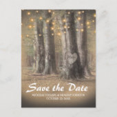 Rustieke Boom & String Lights Bruiloft Bewaar de d Aankondigingskaart (Voorkant)