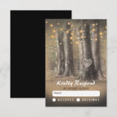 Rustieke Boom & String Lights Bruiloft RSVP Kaartje (Voorkant / Achterkant)