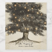 rustieke boom & verlichting aangepaste trouwwijn wijn etiket (Enkel label)