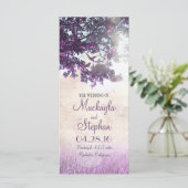 Rustieke boompjes en liefdesvogels paarse huwelijk programma (Staand voorkant)