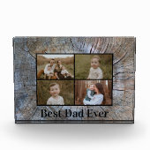 Rustieke boomring verontruste houtnerf personalise fotoblokken (Voorkant)