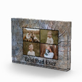 Rustieke boomring verontruste houtnerf personalise fotoblokken (Rechts)