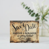 Rustieke boomschors  perkament papier bruiloft briefkaart (Staand voorkant)