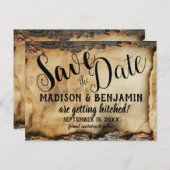 Rustieke boomschors  perkament papier bruiloft briefkaart (Voorkant / Achterkant)