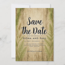 Rustieke Boomstam en Mos Bos Save the Date Kaart