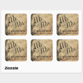 Rustieke boomtak  bruin bruiloft gunst vierkante sticker (Vel)