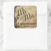 Rustieke boomtak  bruin bruiloft gunst vierkante sticker (Tas)