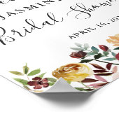 Rustieke bordeaux bloem bruidsdouche bord poster (Hoek)