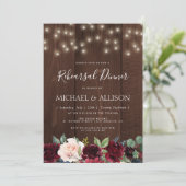 rustieke bordeaux repetitie diner uitnodiging (Staand voorkant)