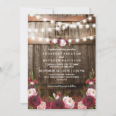 Rustieke bordeauxrode bloemenslinger voor trouwfee kaart (Voorkant)