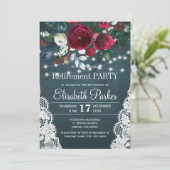 Rustieke bordeauxrode winter pensioenfeest kaart (Staand voorkant)