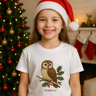 Rustieke borduurwerk kerstoil met Holly T-shirt