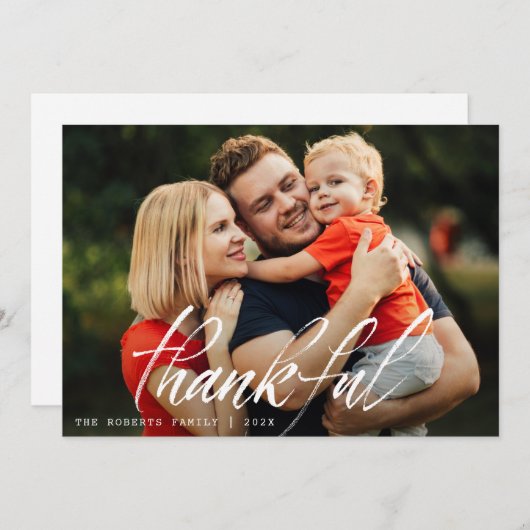 rustieke borstelbelettering Thanksgiving Feestdagenkaart (Voorkant / Achterkant)