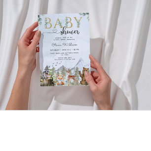 Rustieke bos baby jongensfeest uitnodiging met bee