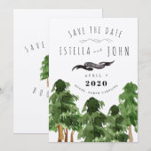 Rustieke bos berg save-the-date bruiloft kaart (Voorkant / Achterkant)