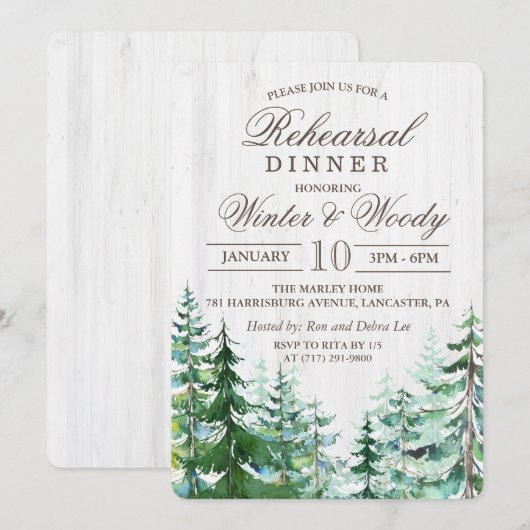 Rustieke Bos Boom repetitie uitnodiging (Voorkant / Achterkant)